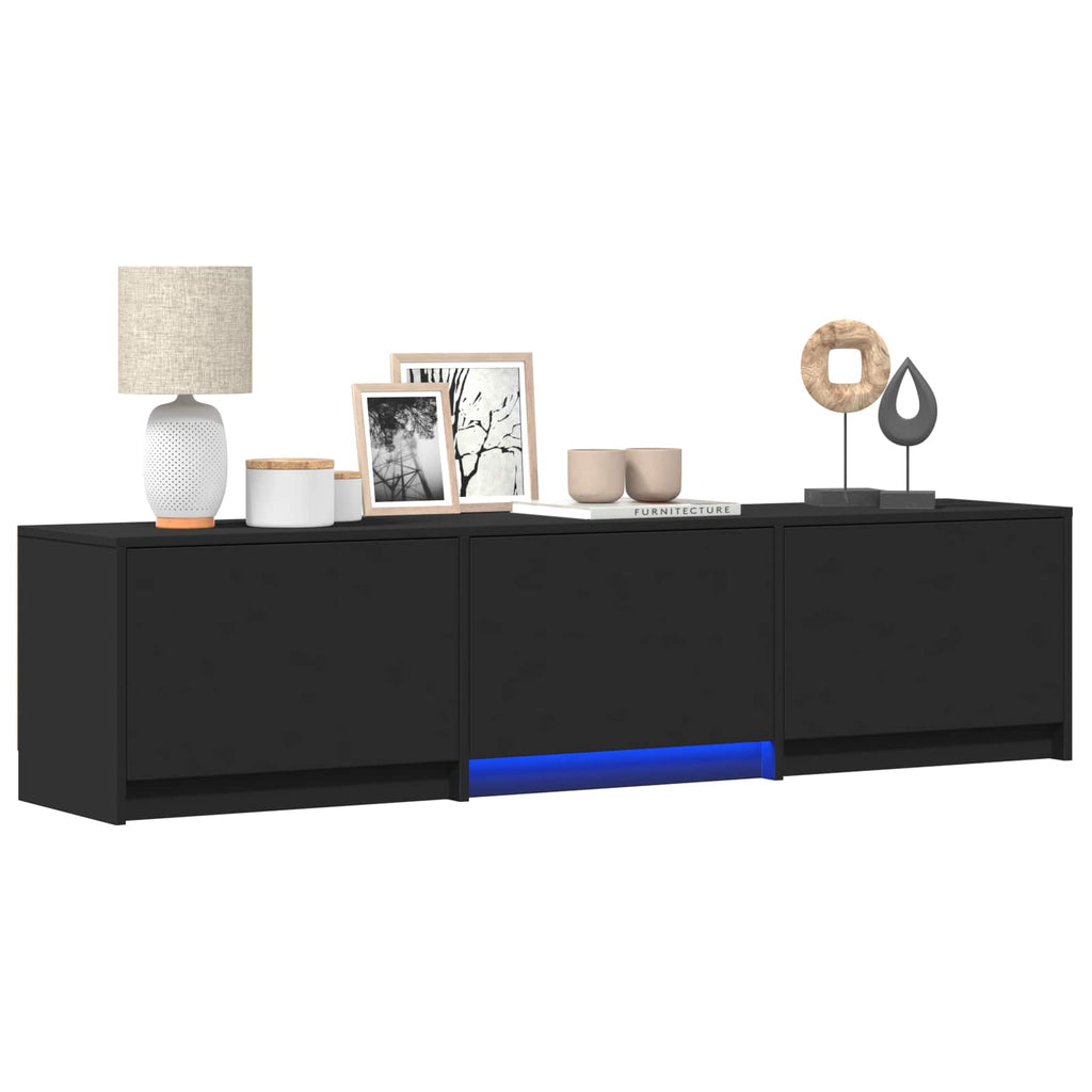 Fernsehschrank mit LED Schwarz 165 x 34 x 40 cm Holzwerkstoff