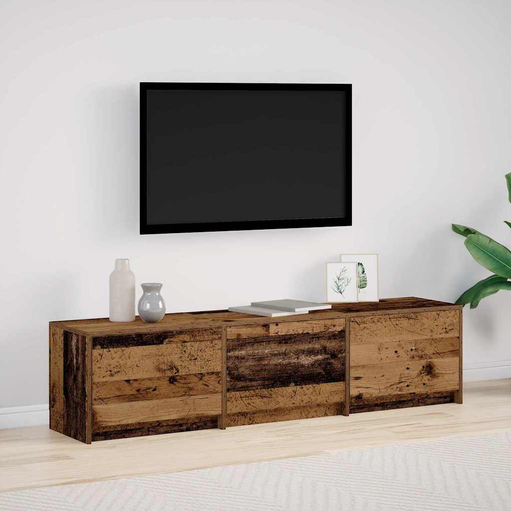 Fernsehschrank mit LED Altholz 165 x 34 x 40 cm Holzwerkstoff