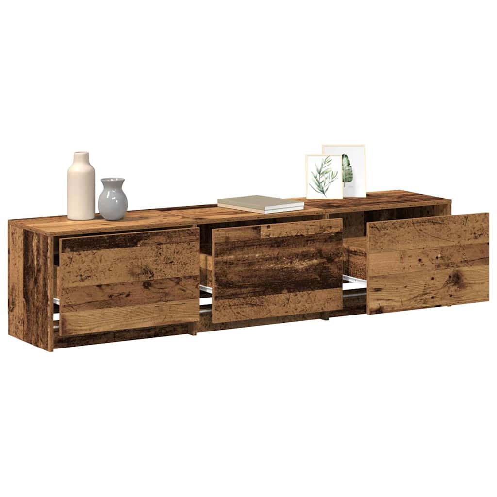 Fernsehschrank mit LED Altholz 165 x 34 x 40 cm Holzwerkstoff