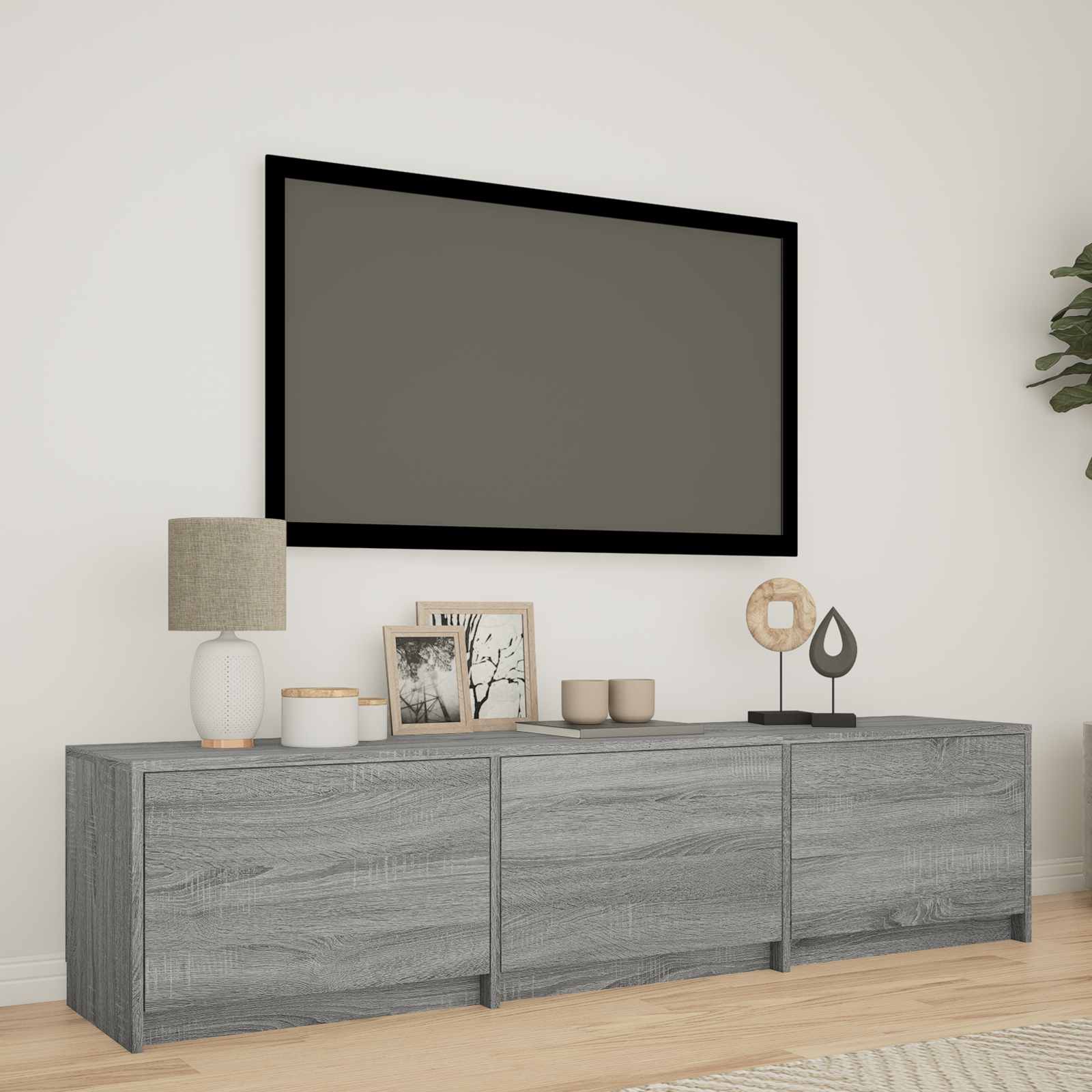 Fernsehschrank mit LED mit LED Graues Sonoma 165 x 34 x 40 cm