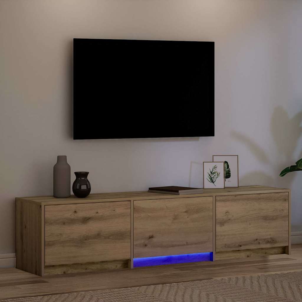 Fernsehschrank mit LED Kunsthandwerk Eiche 165 x 34 x 40 cm