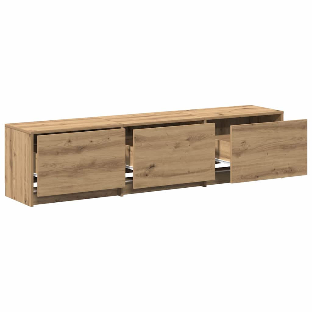 Fernsehschrank mit LED Kunsthandwerk Eiche 165 x 34 x 40 cm