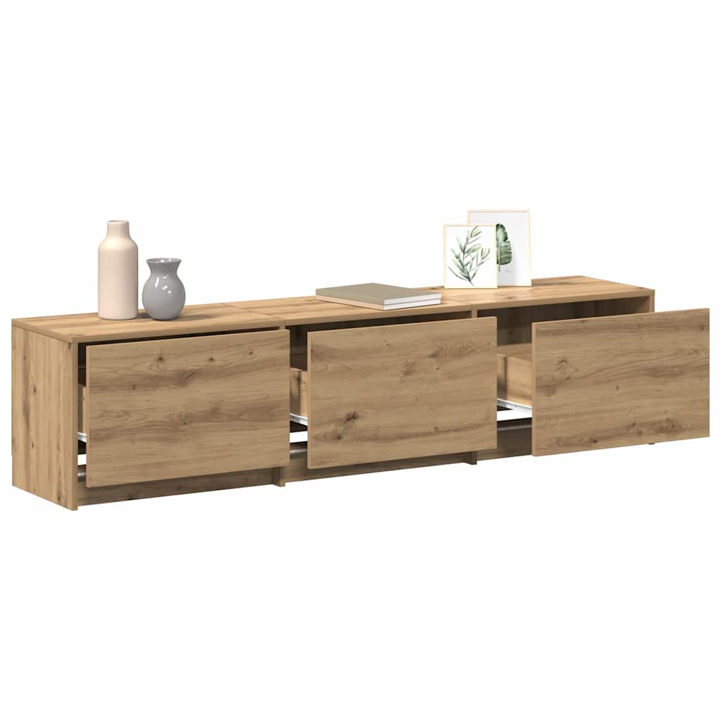 Fernsehschrank mit LED Kunsthandwerk Eiche 165 x 34 x 40 cm