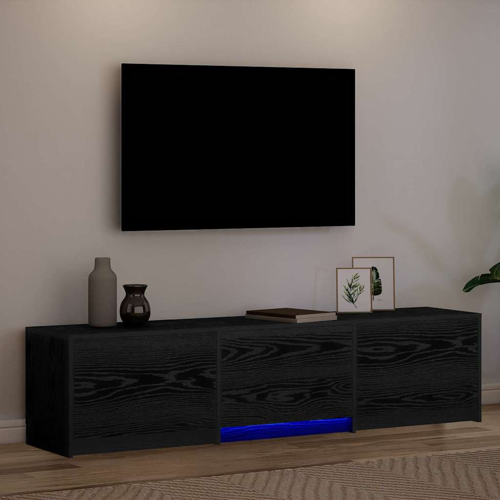 Fernsehschrank mit LED Schwarze Eiche 165 x 34 x 40 cm