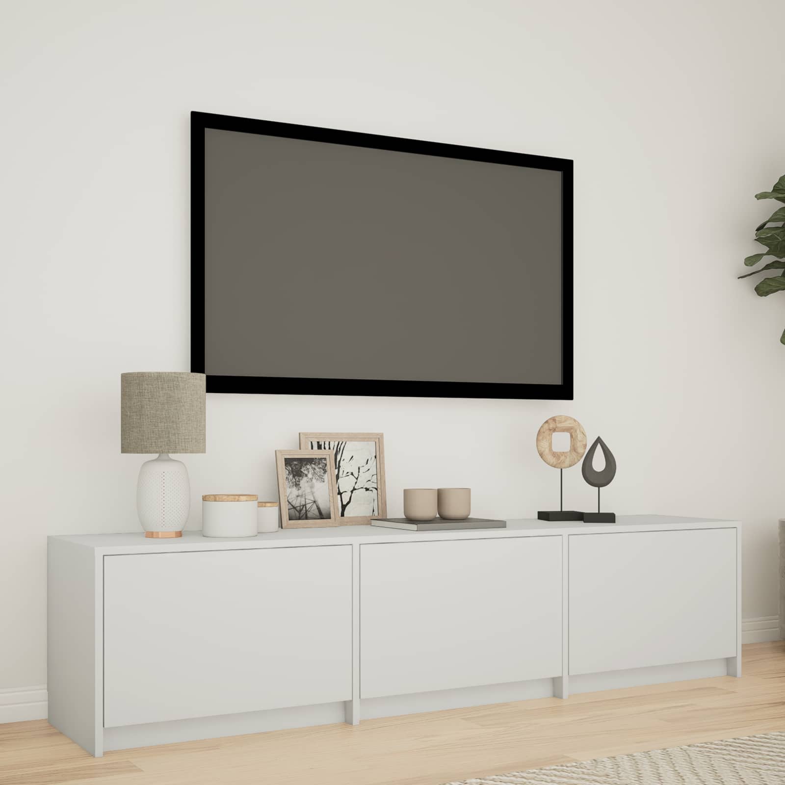 Fernsehschrank mit LED Weiß 165 x 34 x 40 cm Holzwerkstoff