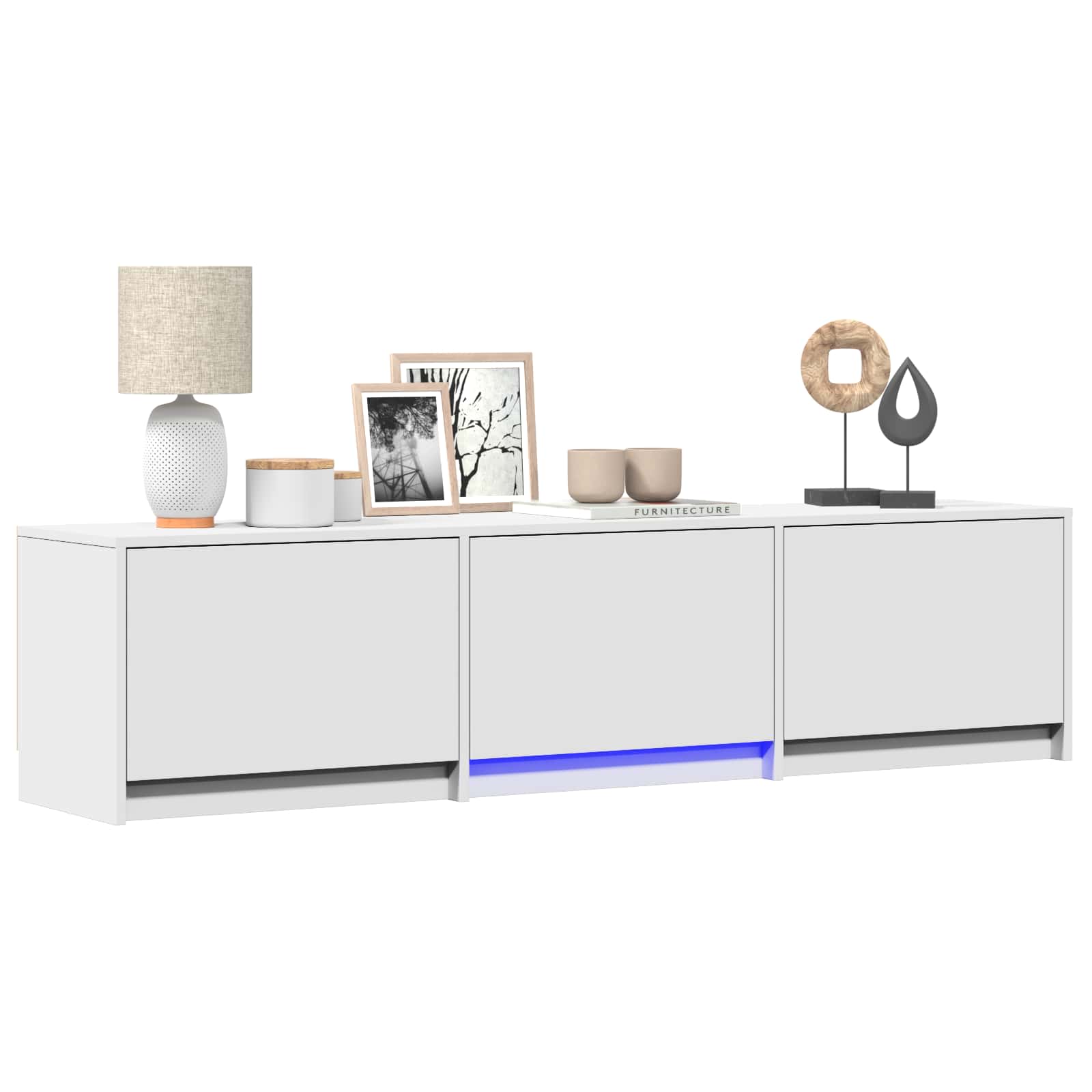 Fernsehschrank mit LED Weiß 165 x 34 x 40 cm Holzwerkstoff