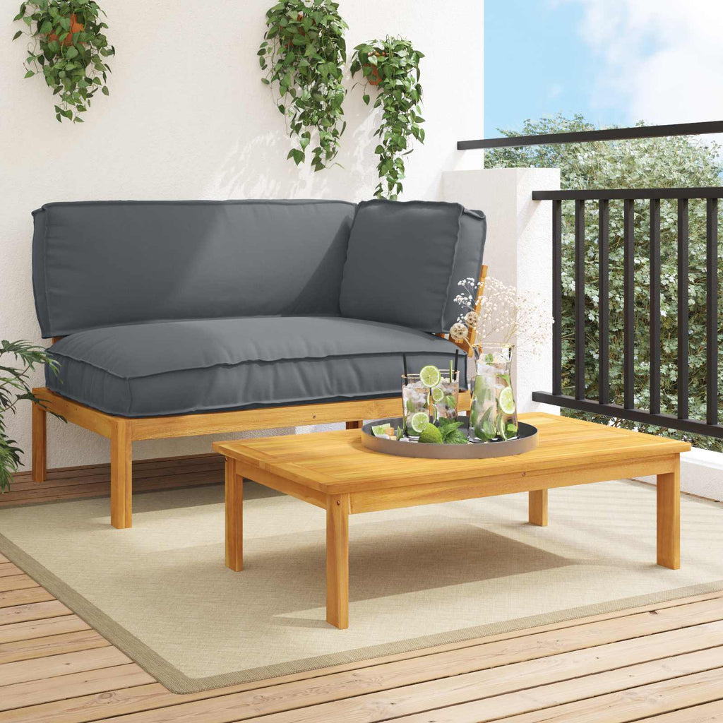 Sofa Set mit Kissen Uni 2 pcs Anthrazit Massivholz Akazie