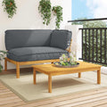 Sofa Set mit Kissen Uni 2 pcs Anthrazit Massivholz Akazie