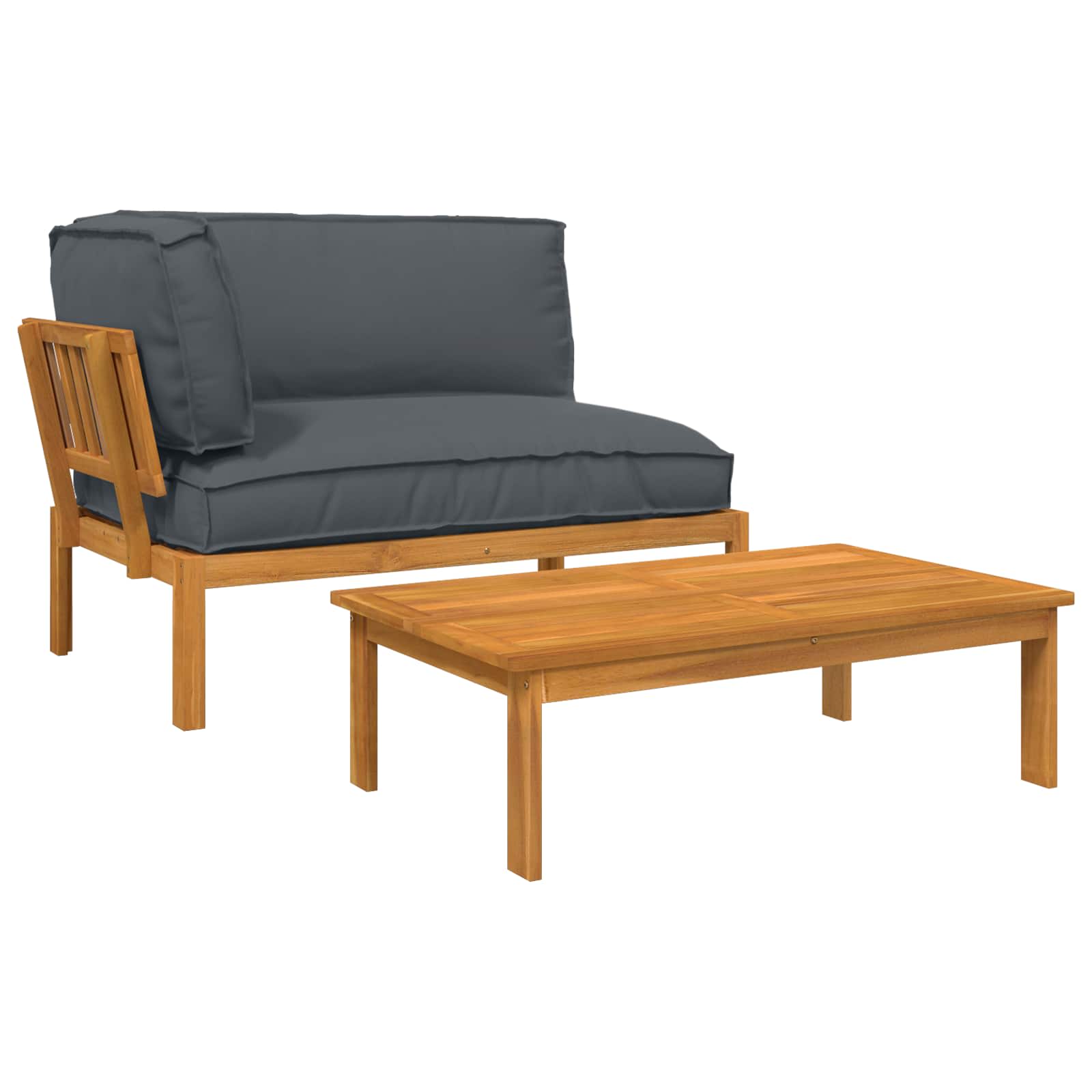Sofa Set mit Kissen Uni 2 pcs Anthrazit Massivholz Akazie