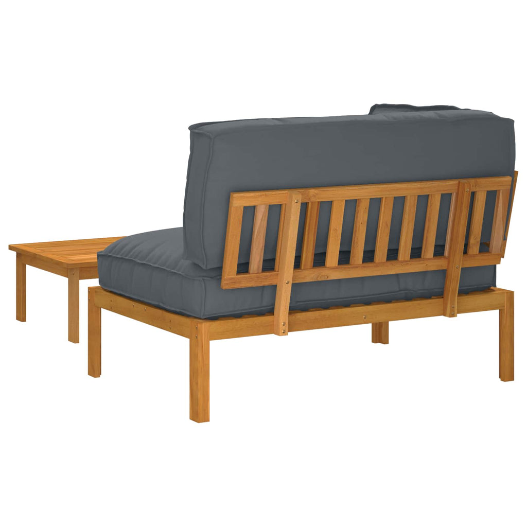 Sofa Set mit Kissen Uni 2 pcs Anthrazit Massivholz Akazie