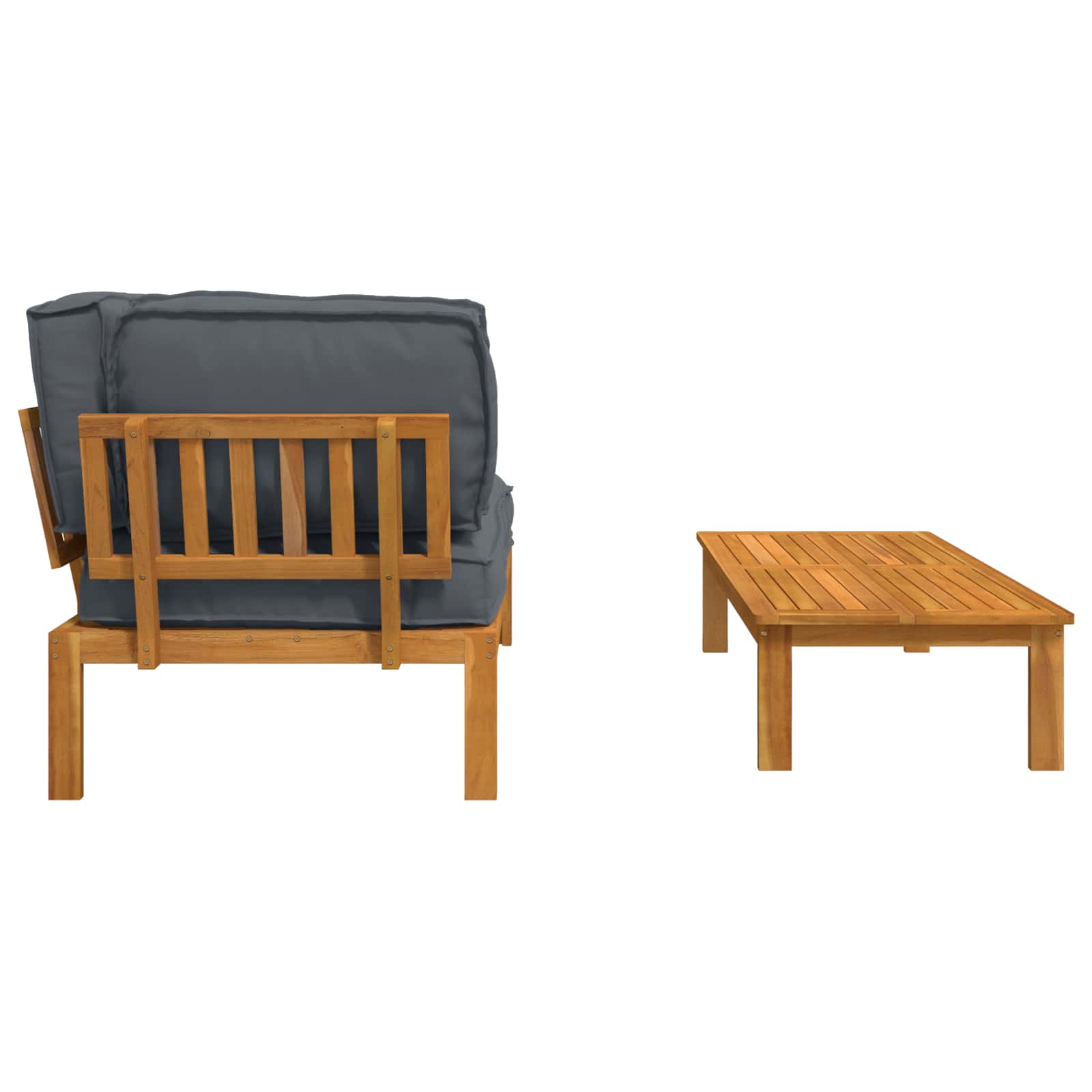 Sofa Set mit Kissen Uni 2 pcs Anthrazit Massivholz Akazie