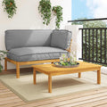 Sofa Set mit Kissen Uni 2 pcs Grau Massivholz Akazie