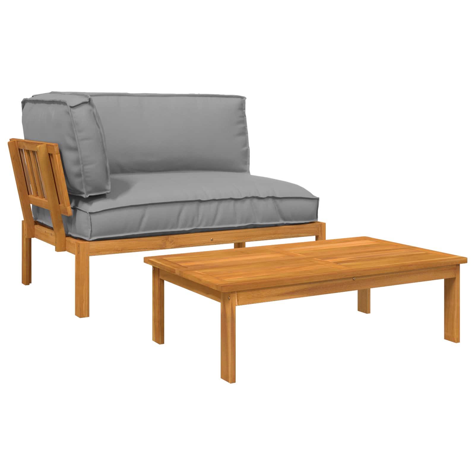 Sofa Set mit Kissen Uni 2 pcs Grau Massivholz Akazie