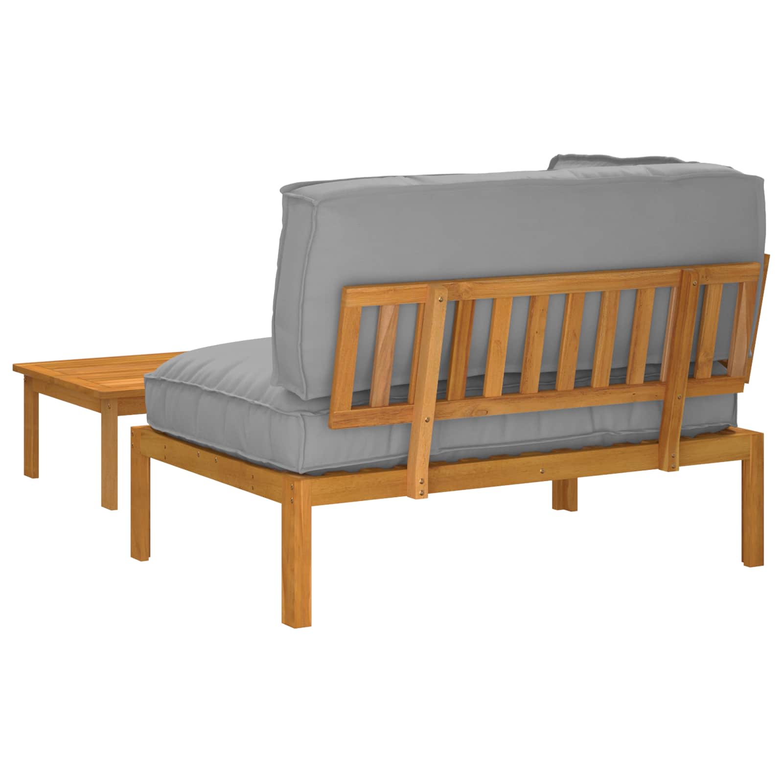 Sofa Set mit Kissen Uni 2 pcs Grau Massivholz Akazie