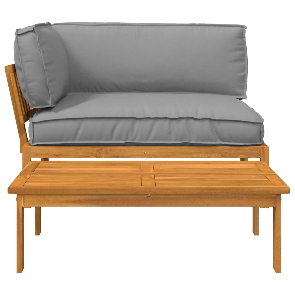 Sofa Set mit Kissen Uni 2 pcs Grau Massivholz Akazie