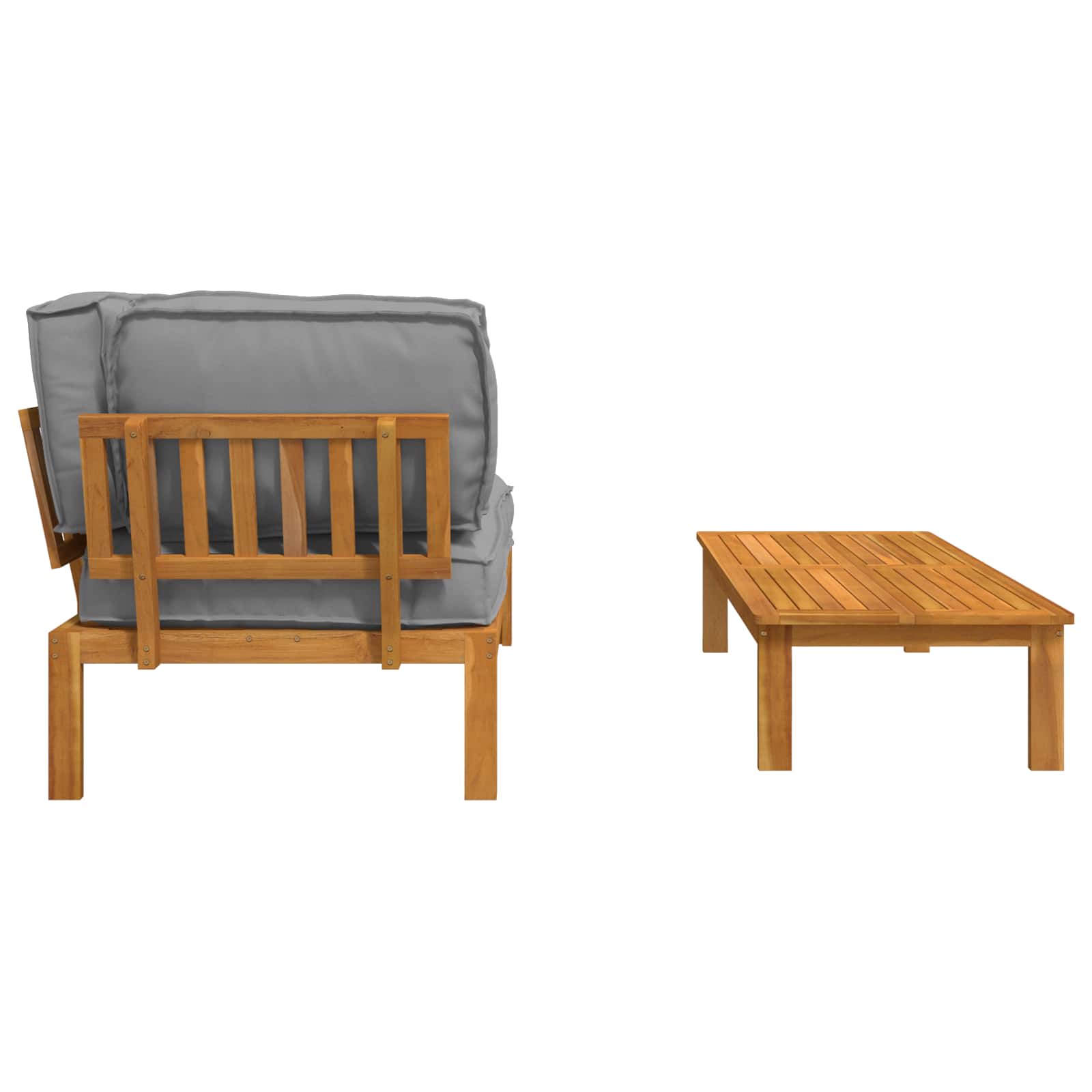 Sofa Set mit Kissen Uni 2 pcs Grau Massivholz Akazie