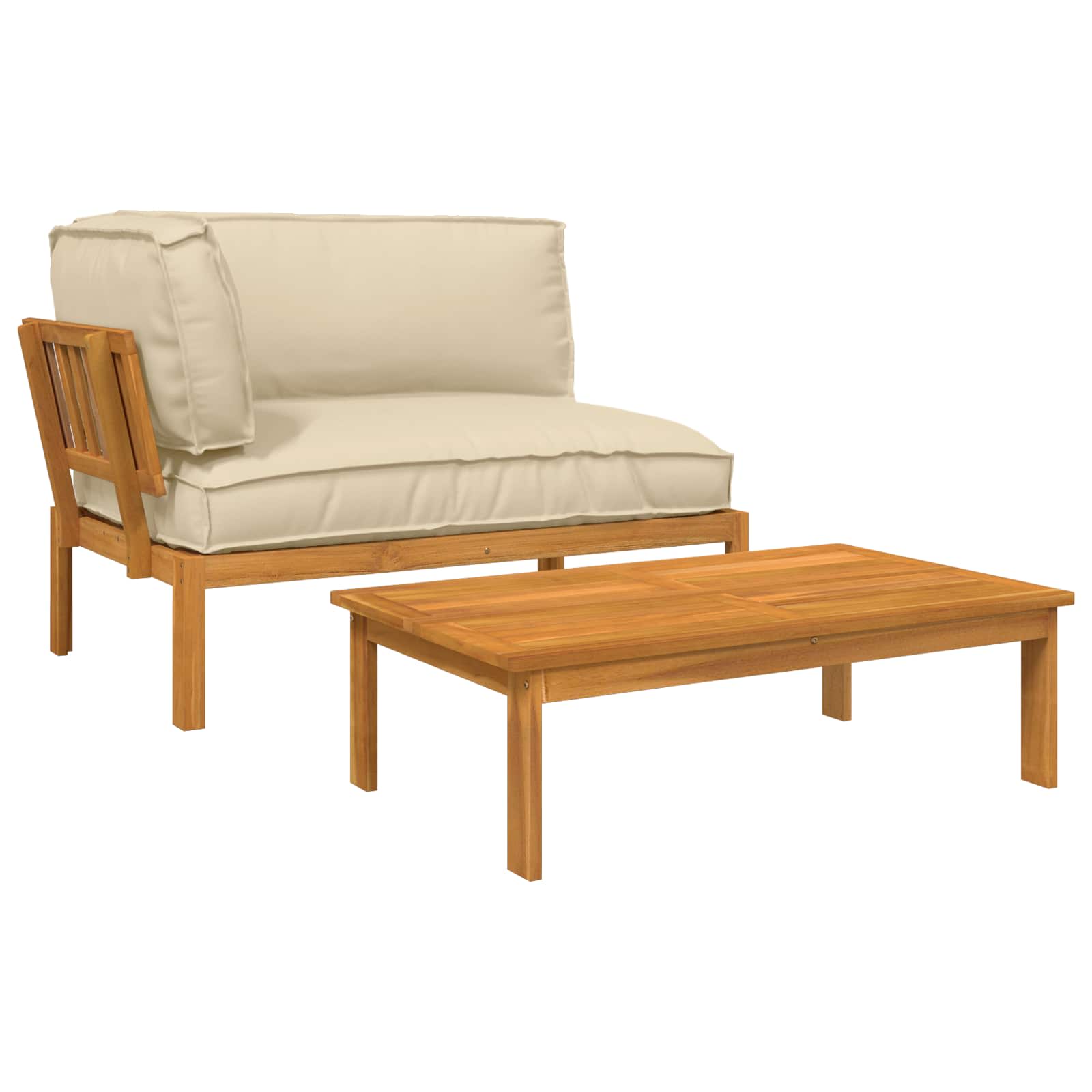Sofa Set mit Kissen Uni 2 pcs Beige Massivholz Akazie