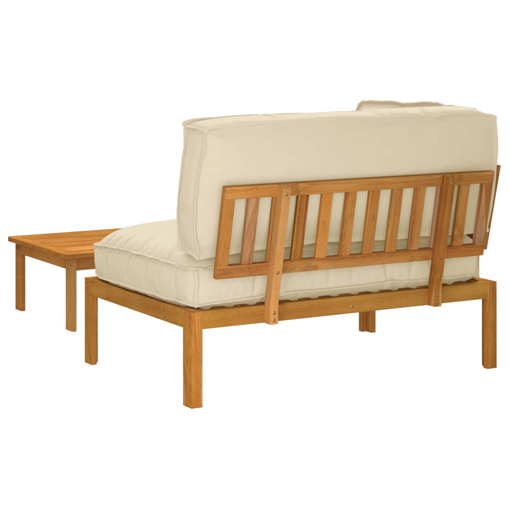 Sofa Set mit Kissen Uni 2 pcs Beige Massivholz Akazie