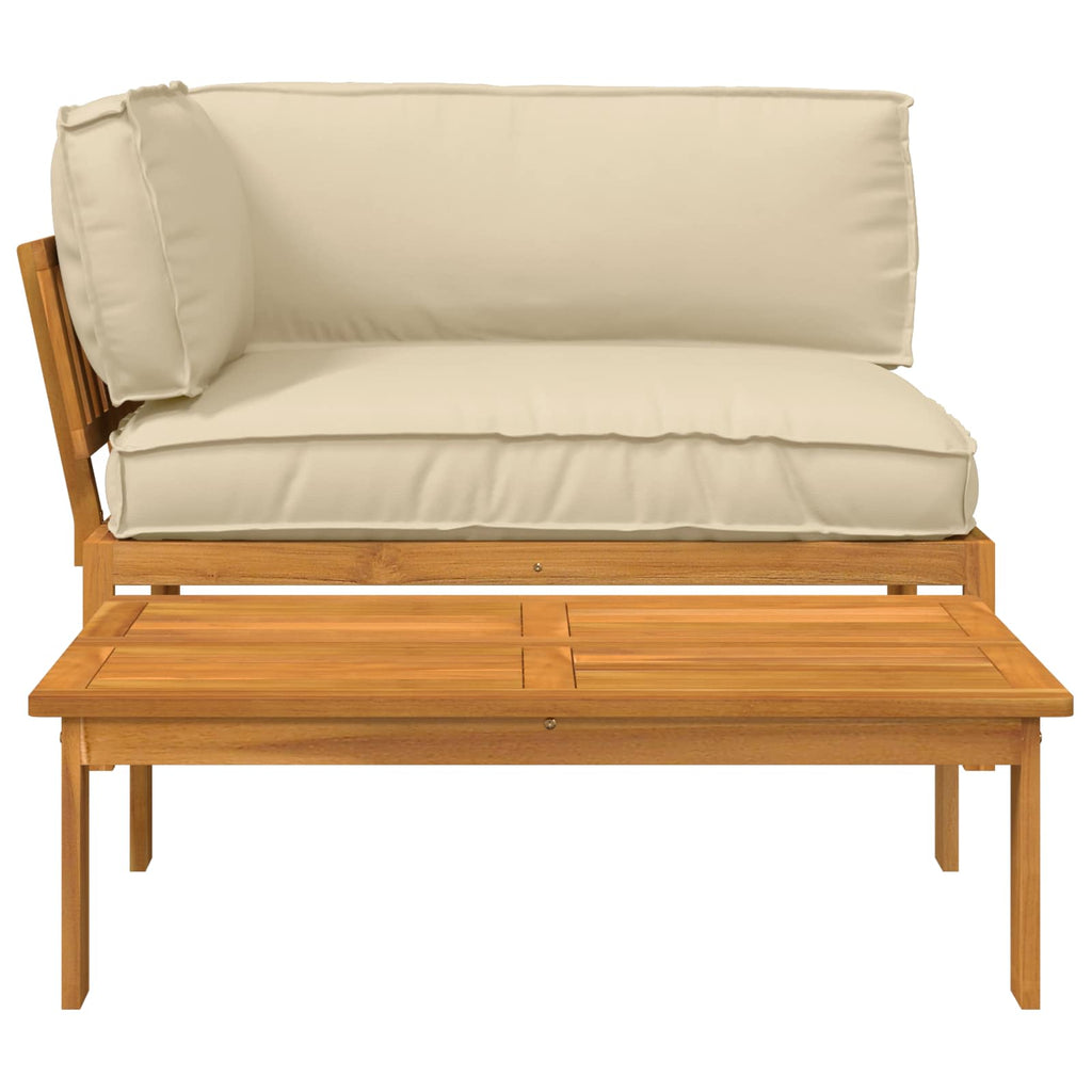 Sofa Set mit Kissen Uni 2 pcs Beige Massivholz Akazie