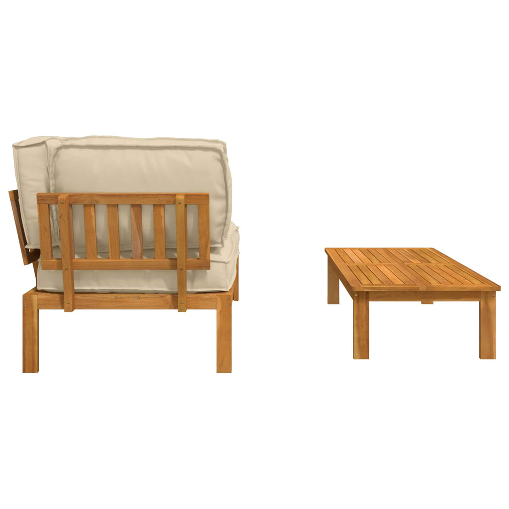 Sofa Set mit Kissen Uni 2 pcs Beige Massivholz Akazie