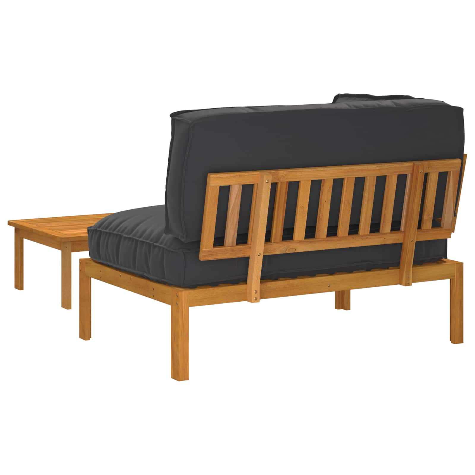 Sofa Set mit Kissen Uni 2 pcs Schwarz Massivholz Akazie