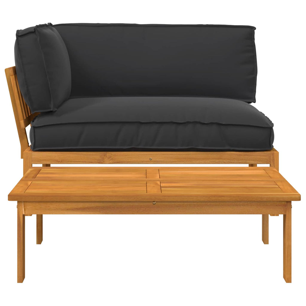 Sofa Set mit Kissen Uni 2 pcs Schwarz Massivholz Akazie