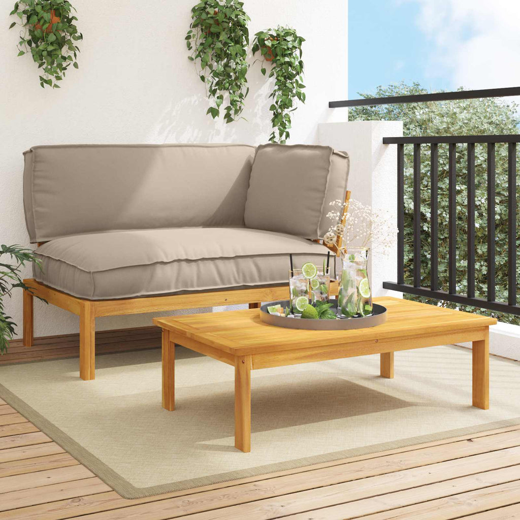 Sofa Set mit Kissen Uni 2 pcs Taupe Massivholz Akazie