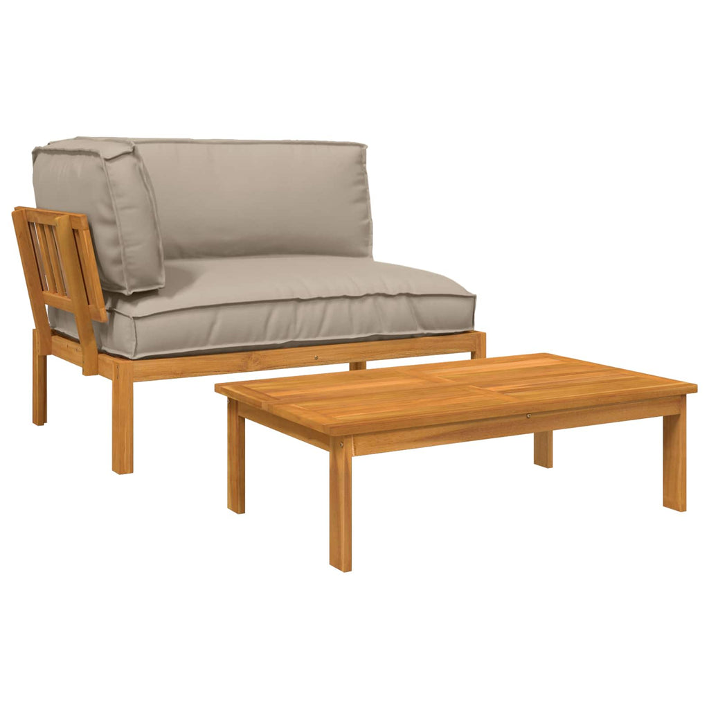 Sofa Set mit Kissen Uni 2 pcs Taupe Massivholz Akazie