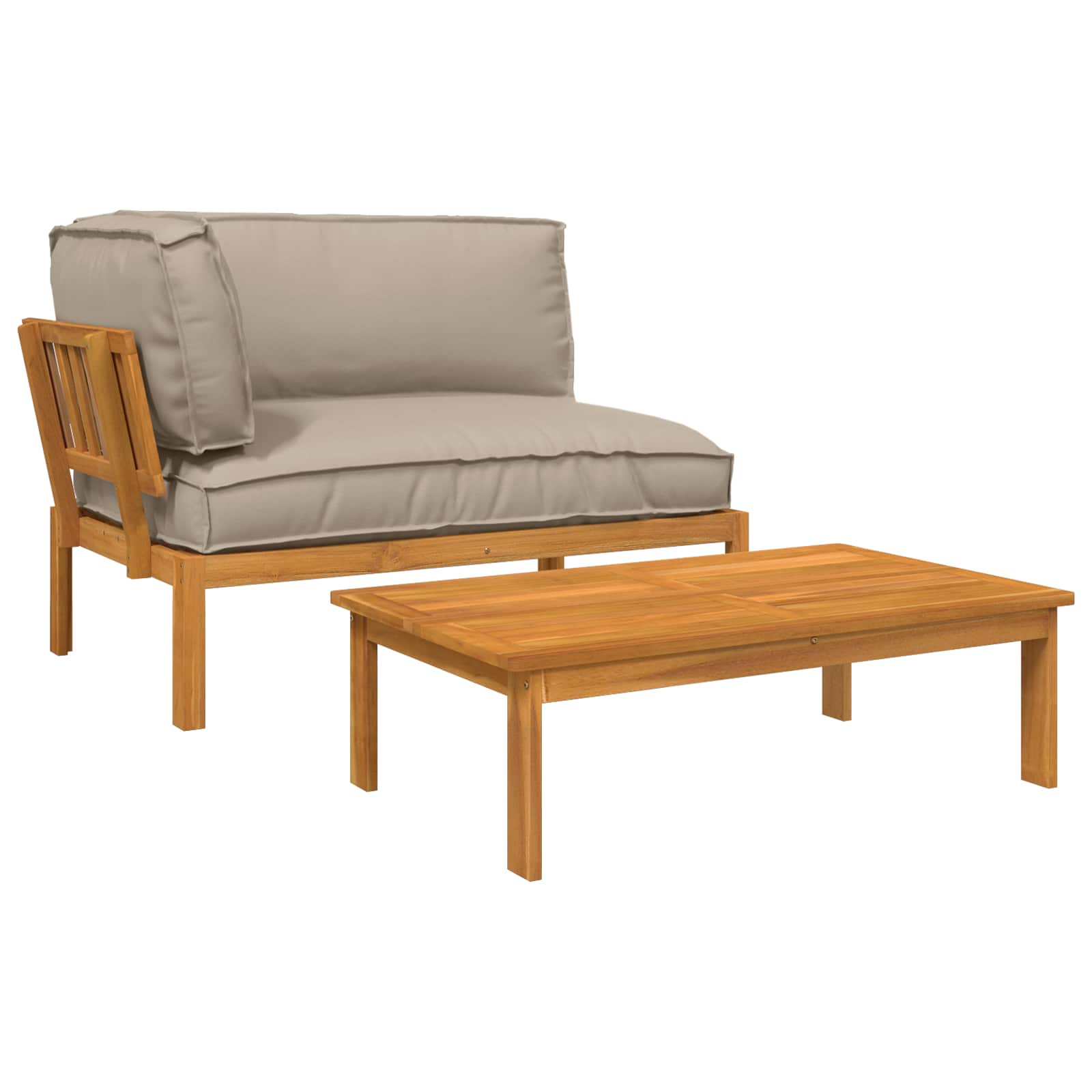 Sofa Set mit Kissen Uni 2 pcs Taupe Massivholz Akazie