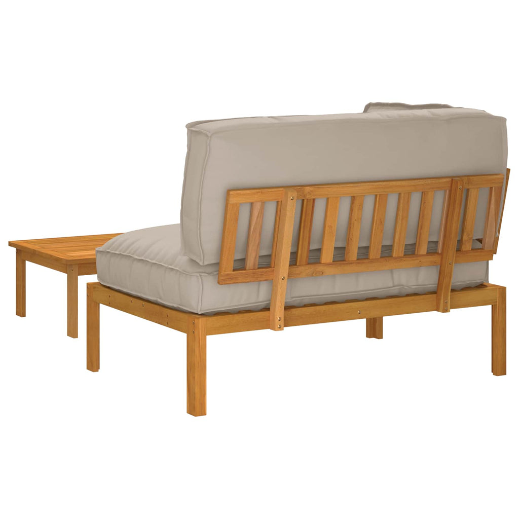 Sofa Set mit Kissen Uni 2 pcs Taupe Massivholz Akazie