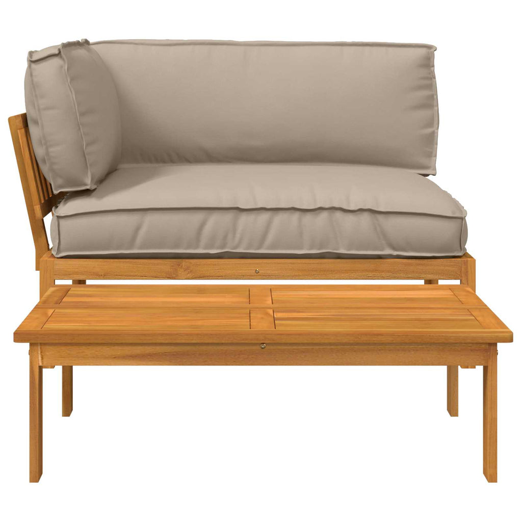 Sofa Set mit Kissen Uni 2 pcs Taupe Massivholz Akazie