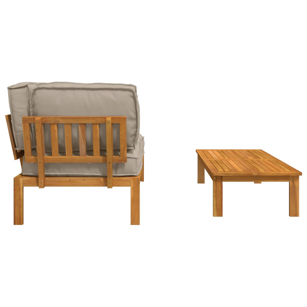 Sofa Set mit Kissen Uni 2 pcs Taupe Massivholz Akazie