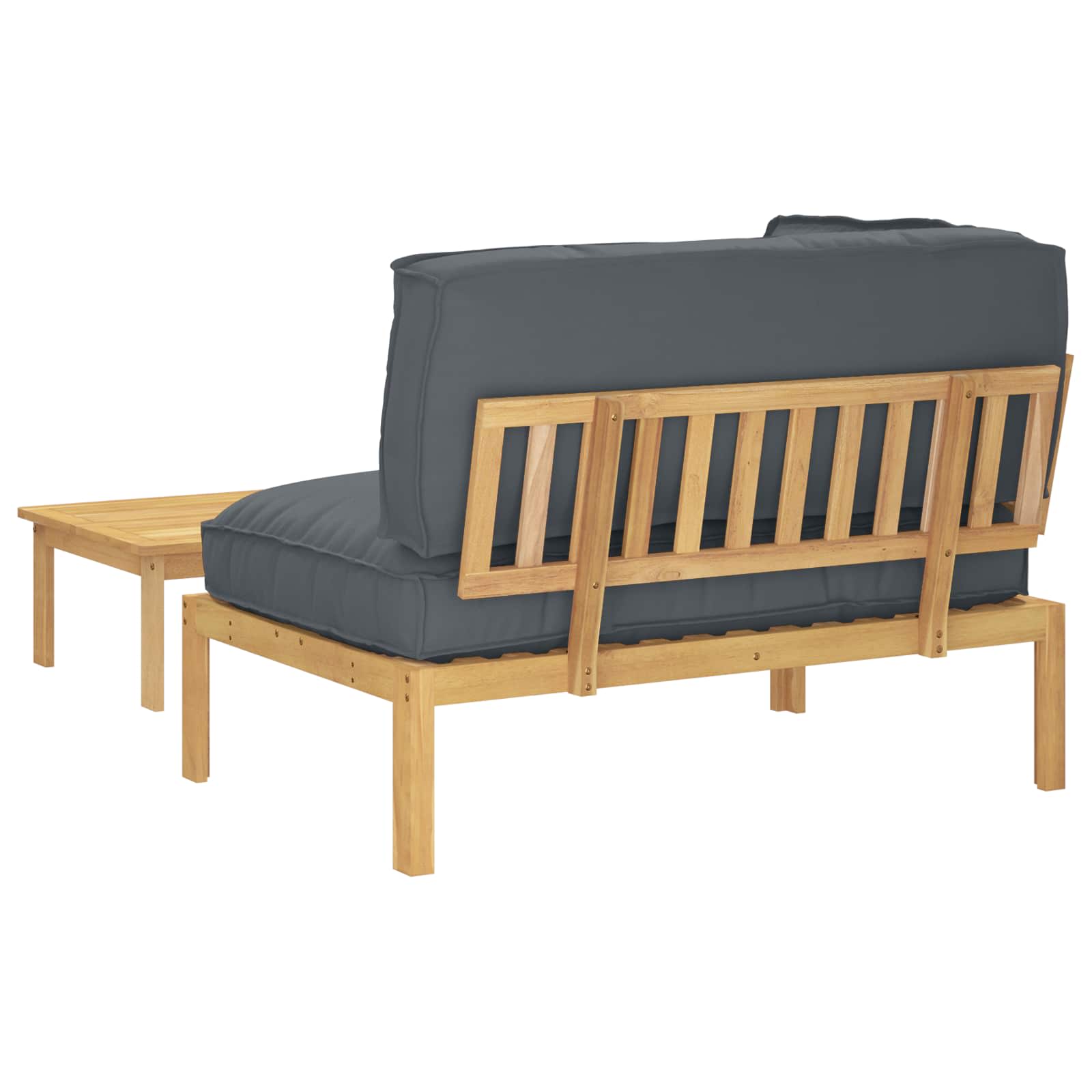 Sofa Set mit Kissen Uni 2 pcs Anthrazit Massivholz Akazie