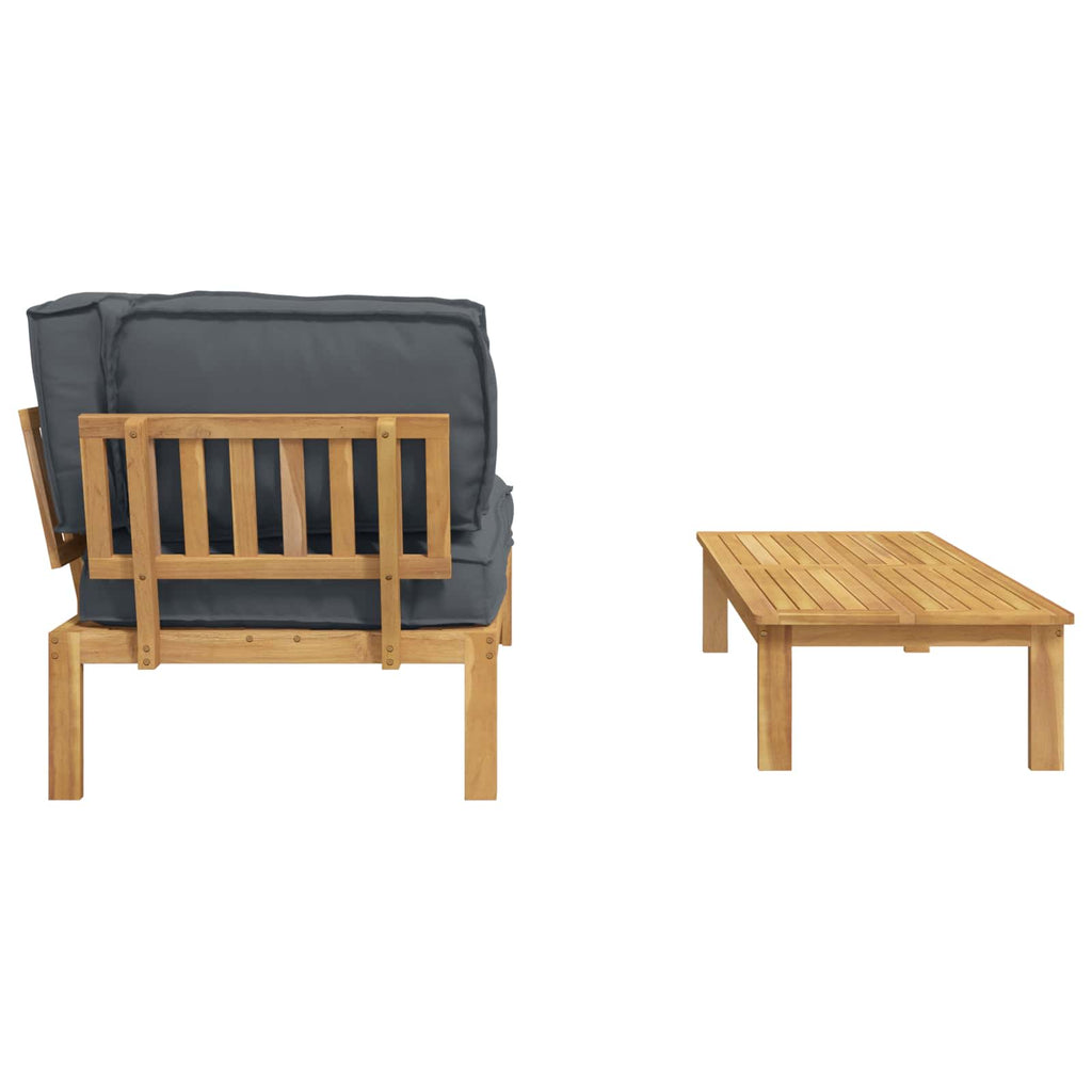 Sofa Set mit Kissen Uni 2 pcs Anthrazit Massivholz Akazie