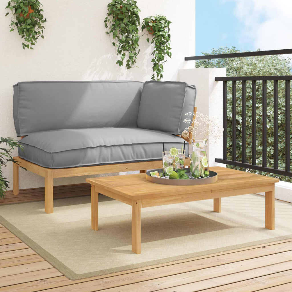 Sofa Set mit Kissen Uni 2 pcs Grau Massivholz Akazie