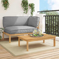 Sofa Set mit Kissen Uni 2 pcs Grau Massivholz Akazie