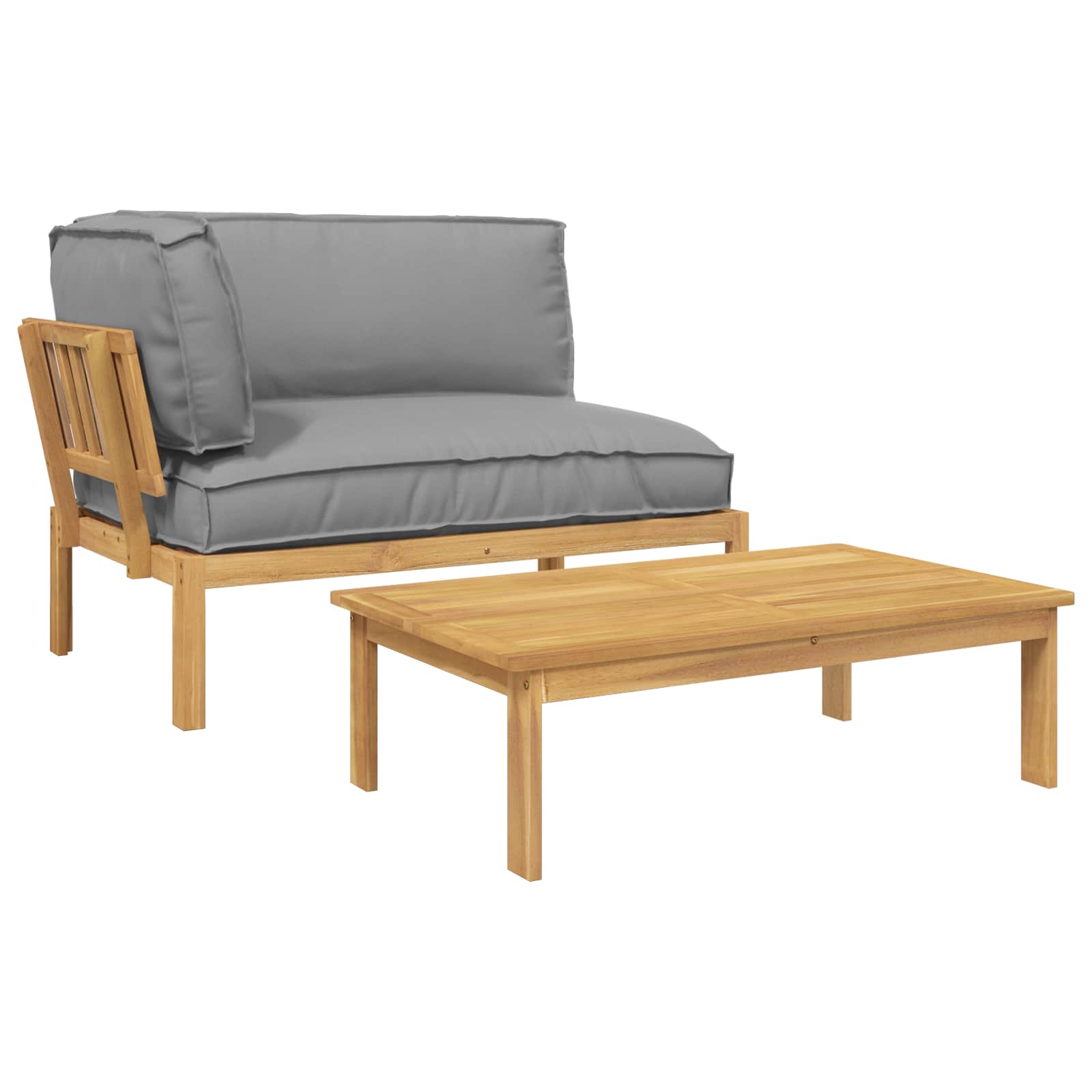 Sofa Set mit Kissen Uni 2 pcs Grau Massivholz Akazie