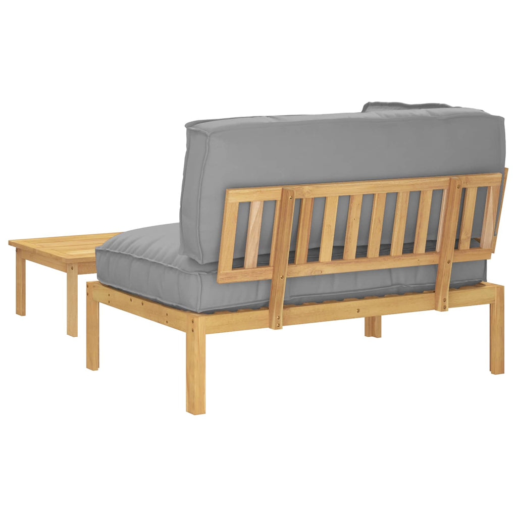 Sofa Set mit Kissen Uni 2 pcs Grau Massivholz Akazie