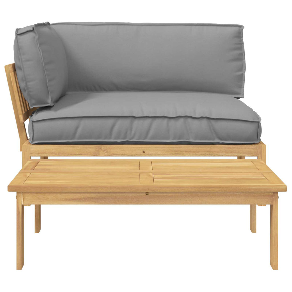 Sofa Set mit Kissen Uni 2 pcs Grau Massivholz Akazie