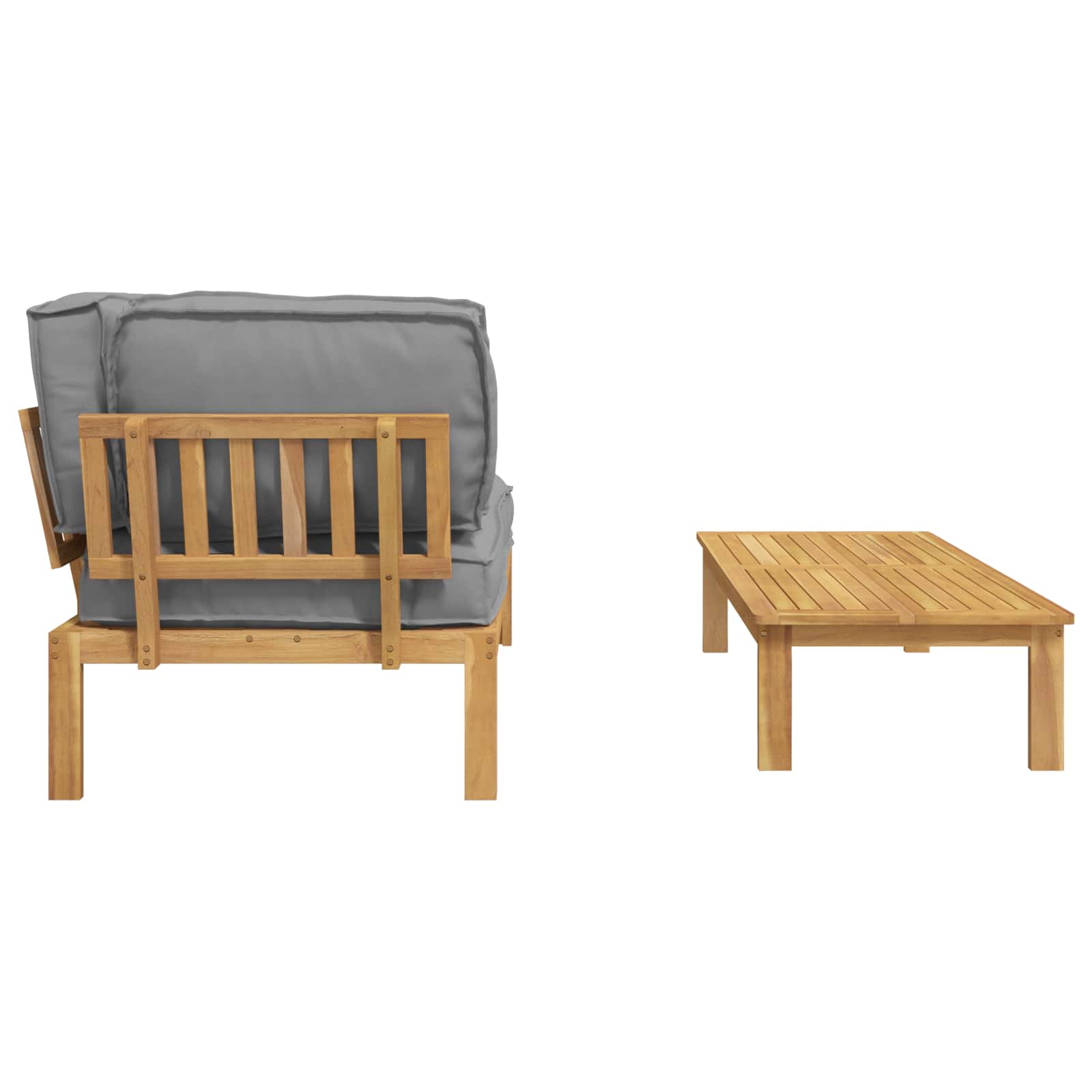 Sofa Set mit Kissen Uni 2 pcs Grau Massivholz Akazie