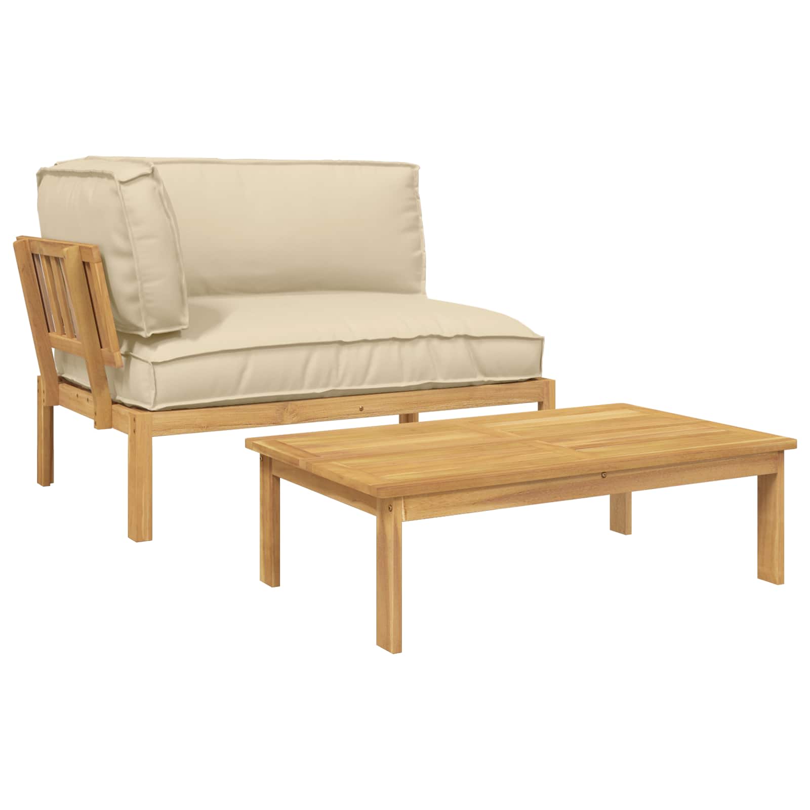 Sofa Set mit Kissen Uni 2 pcs Beige Massivholz Akazie