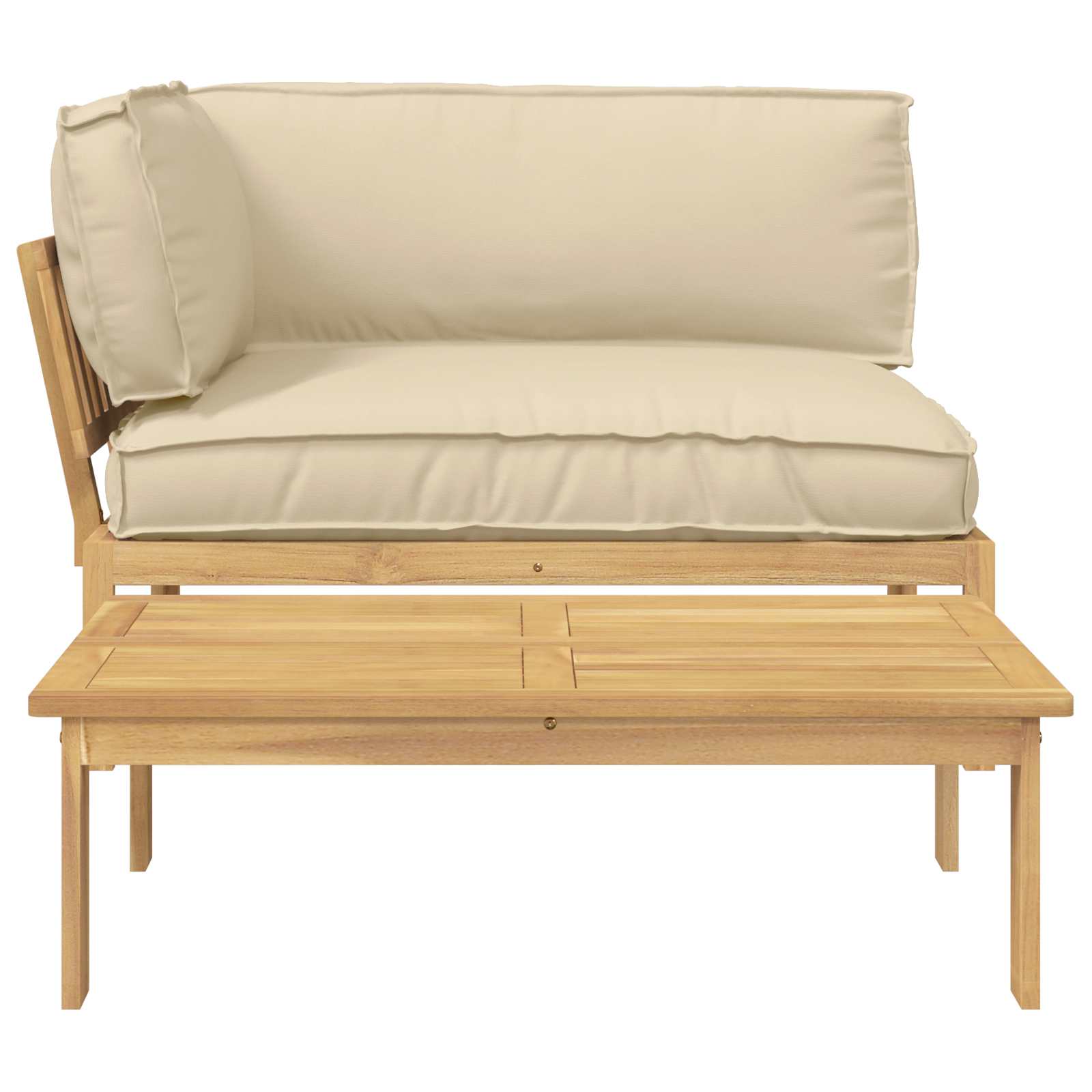 Sofa Set mit Kissen Uni 2 pcs Beige Massivholz Akazie