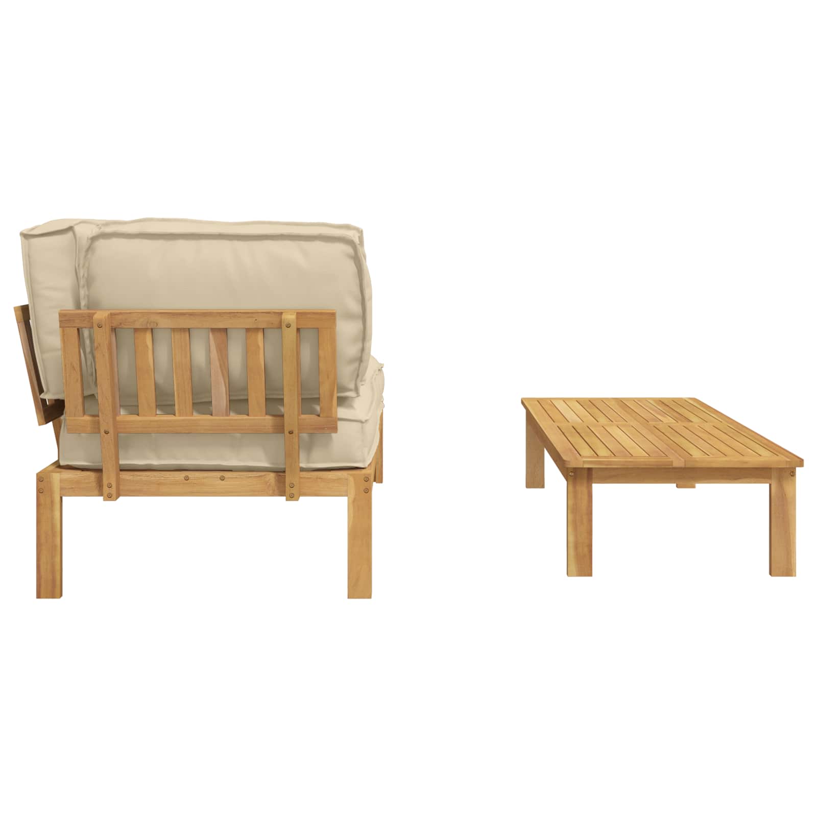 Sofa Set mit Kissen Uni 2 pcs Beige Massivholz Akazie