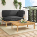 Sofa Set mit Kissen Uni 2 pcs Schwarz Massivholz Akazie