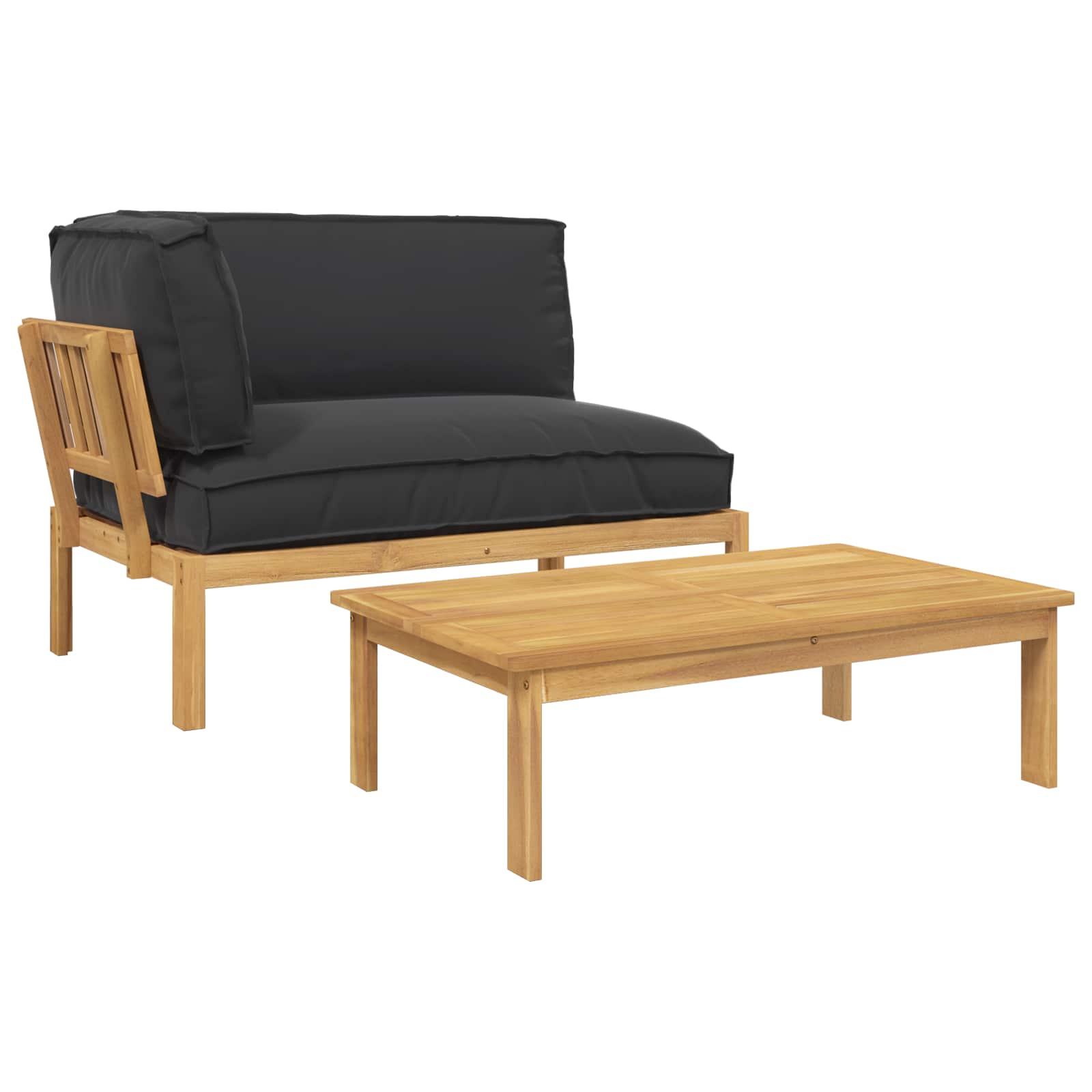 Sofa Set mit Kissen Uni 2 pcs Schwarz Massivholz Akazie