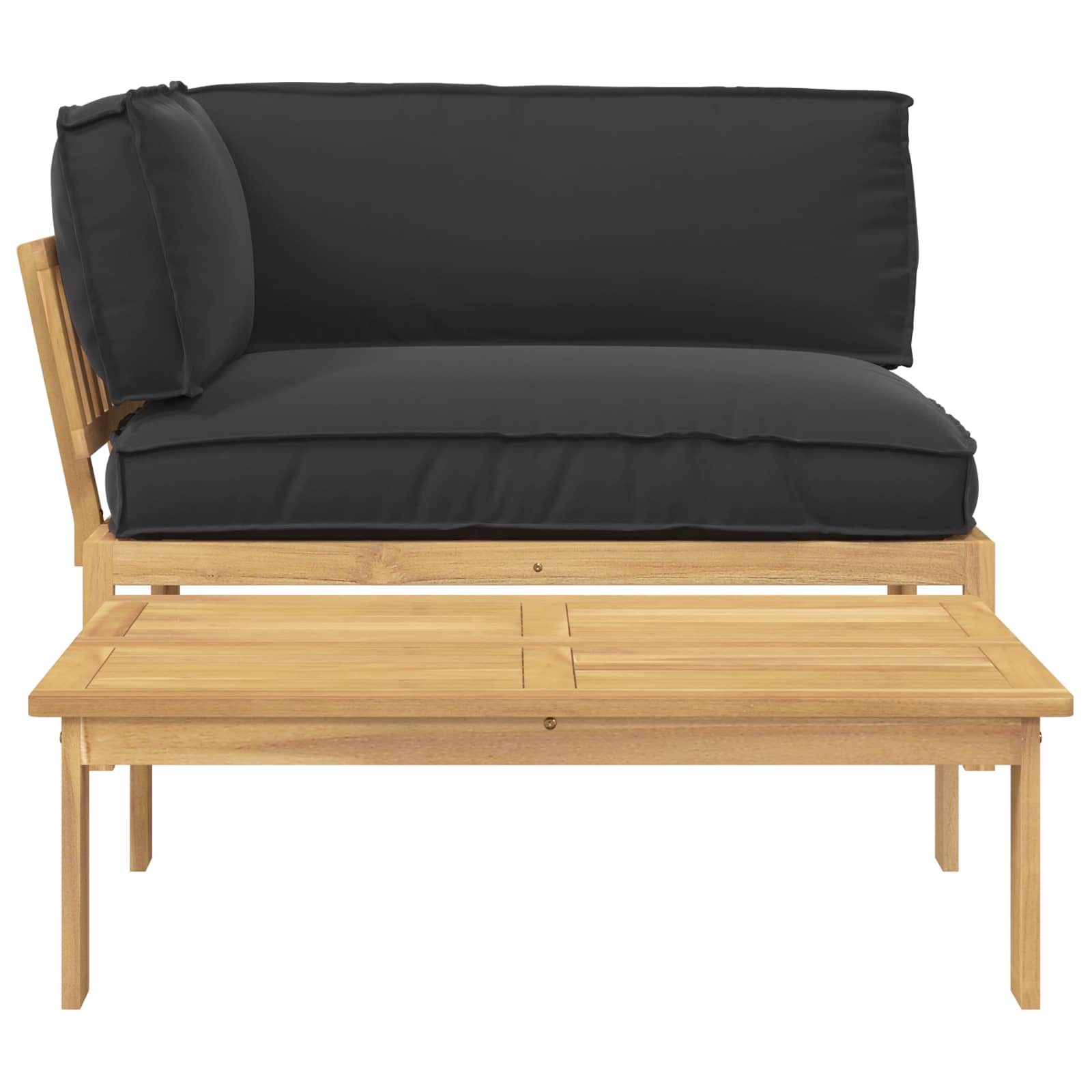 Sofa Set mit Kissen Uni 2 pcs Schwarz Massivholz Akazie