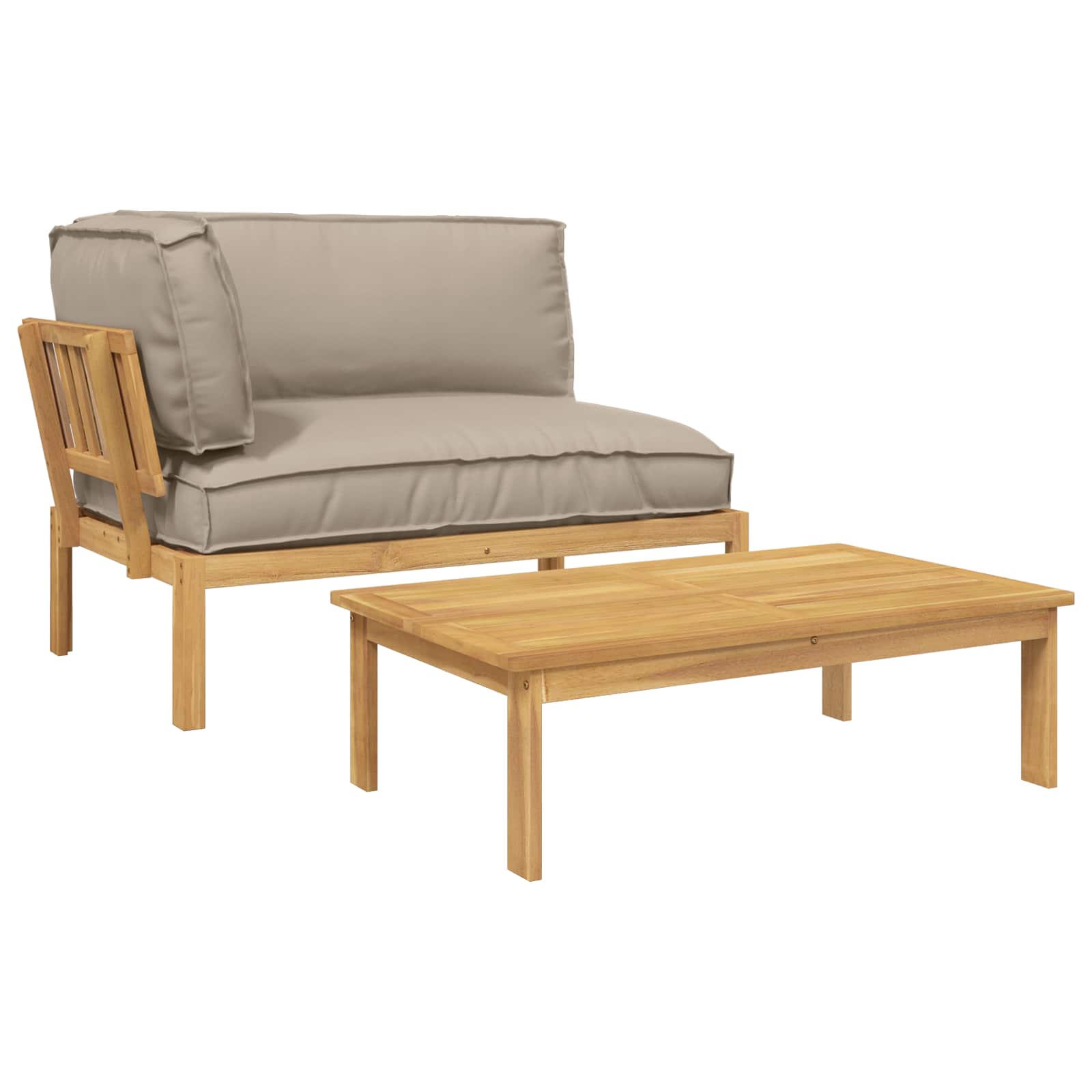 Sofa Set mit Kissen Uni 2 pcs Taupe Massivholz Akazie