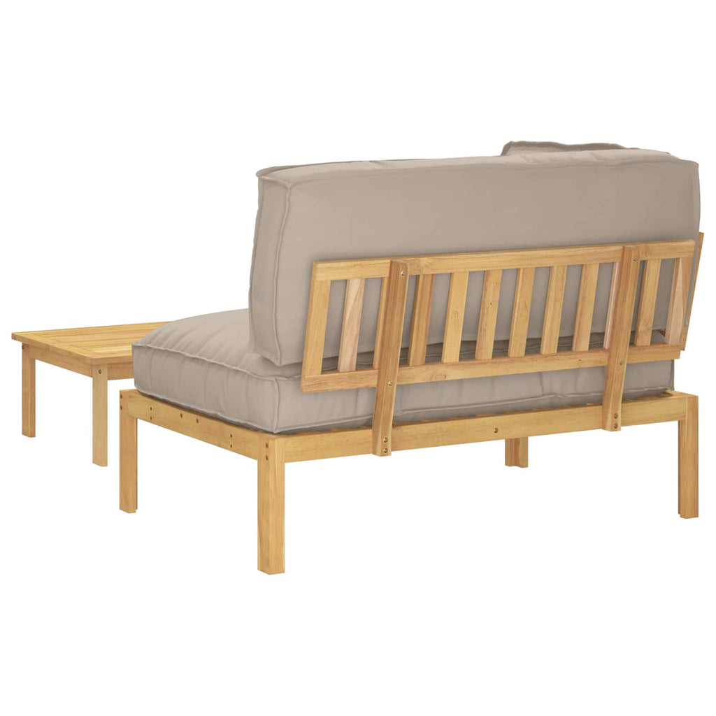Sofa Set mit Kissen Uni 2 pcs Taupe Massivholz Akazie
