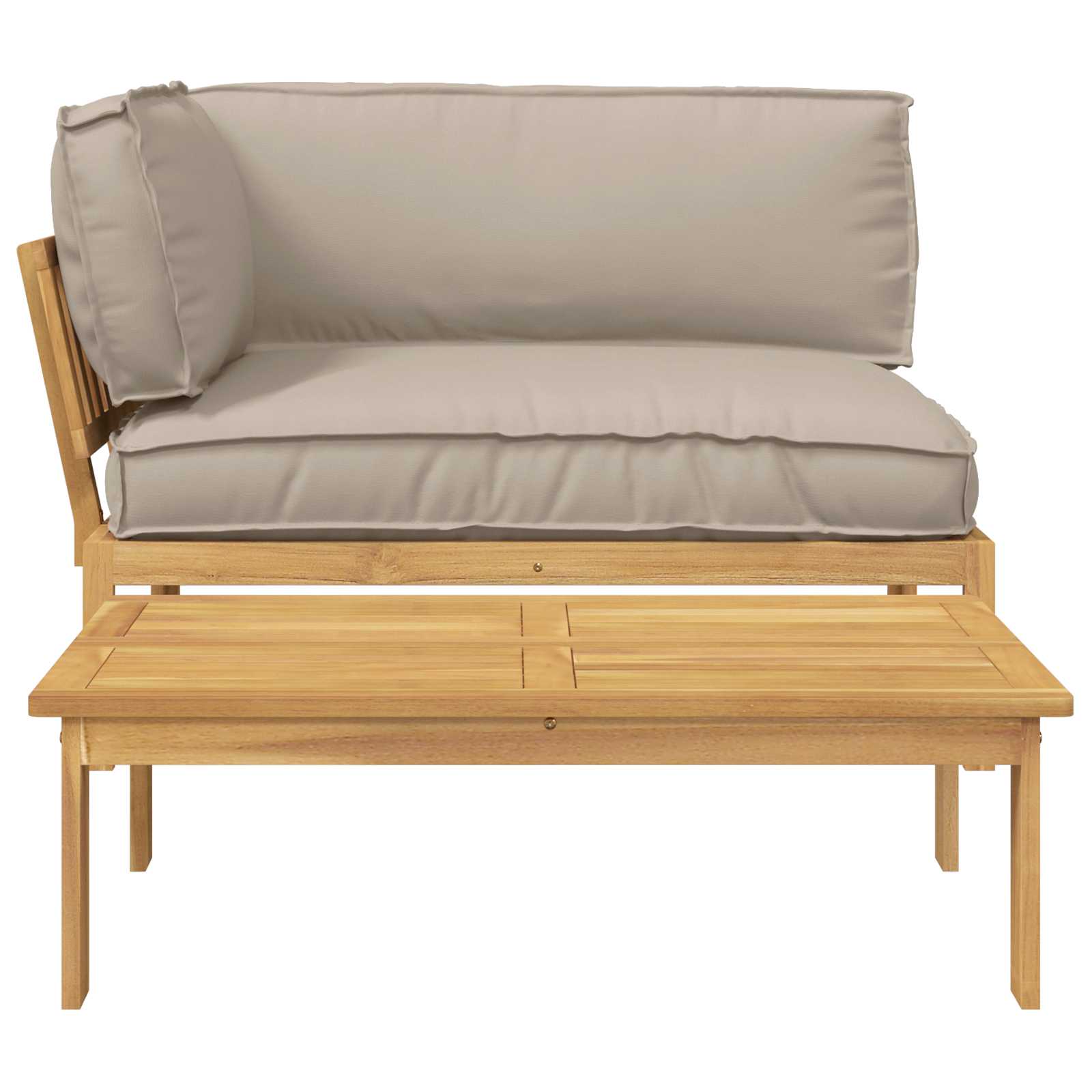 Sofa Set mit Kissen Uni 2 pcs Taupe Massivholz Akazie