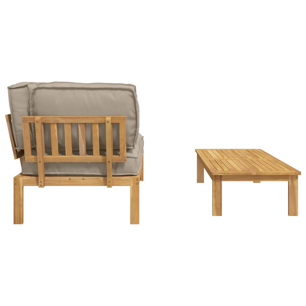 Sofa Set mit Kissen Uni 2 pcs Taupe Massivholz Akazie